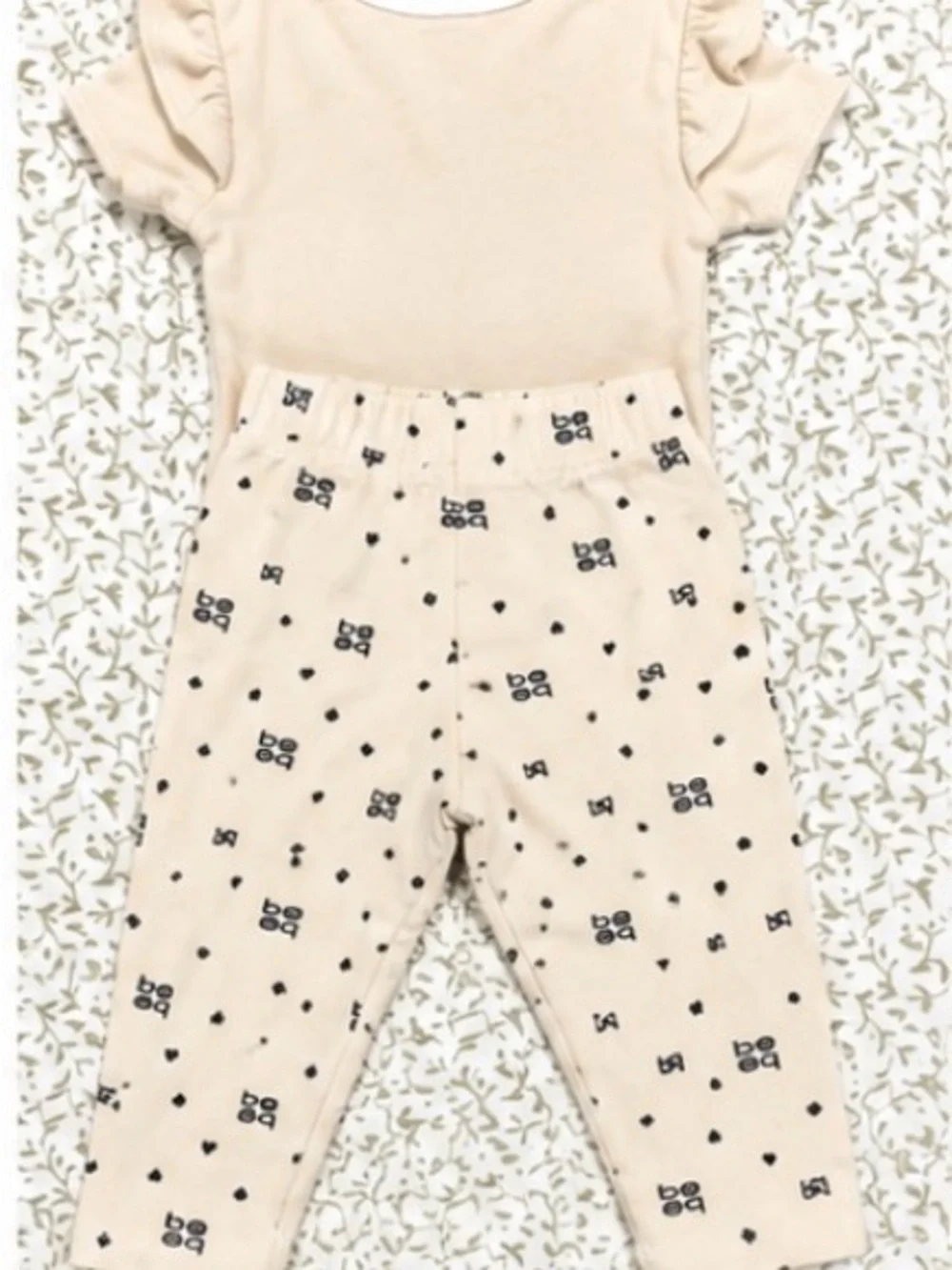 bebe Baby Two-Piece Logo Set in Soft Cream